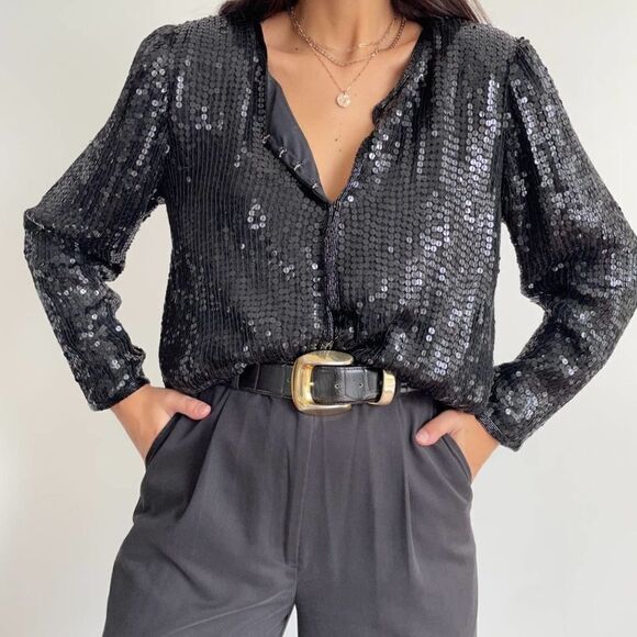 Vintage Stenay 100% silk black sequin jacket size small - Picture 6 of 10